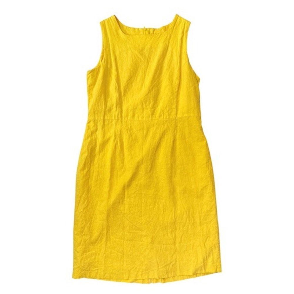 Vintage Wilroy Yellow Linen Blend Sleeveless‎ Lined Classic Sheath Dress Size 18